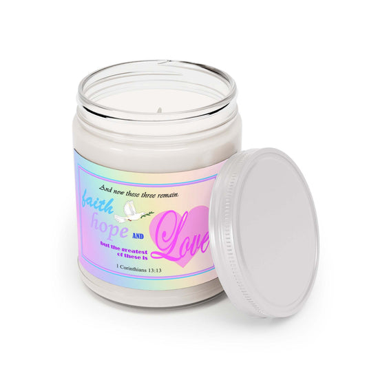Aromatherapy Candles Biblical Quotes - Rainbow Label - Assorted Scents Lid Off- Printspirationz