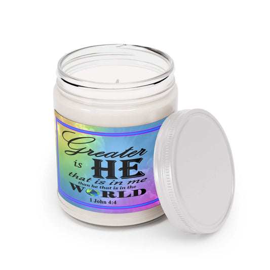 Aromatherapy Candles Biblical Quotes - Vibrant Rainbow Label - Assorted Scents Lid Off- Printspirationz