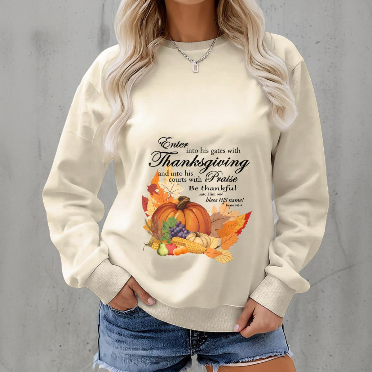 Thanksgiving Bible Verse Sweatshirt: Harvest Blessings Fleece