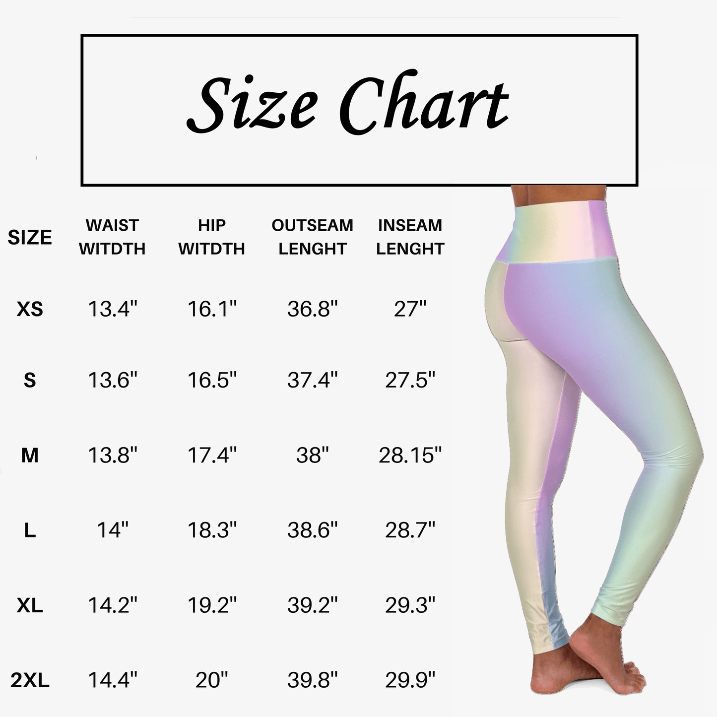 High Waist Yoga Leggings Vibrant Gradient Colored - Pastel Rainbow - Printspirationz