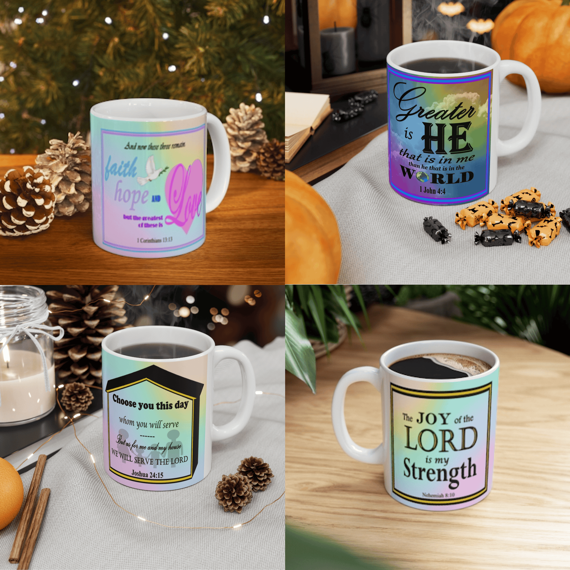 Colorful Ceramic Coffee Mug with Inspirational Bible Verse – Christian Gift for Women or Men, (11oz, 15oz) - Printspirationz
