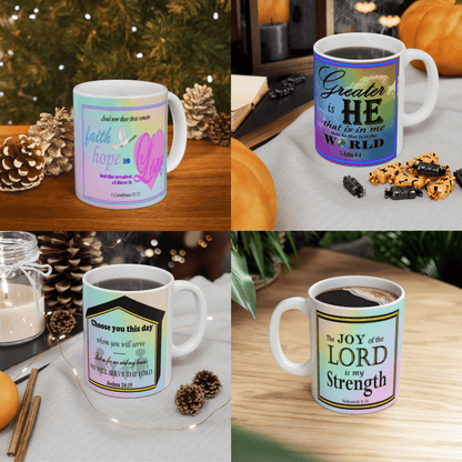 Colorful Ceramic Coffee Mug with Inspirational Bible Verse – Christian Gift for Women or Men, (11oz, 15oz) - Printspirationz