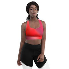 Eco-Conscious Red Gradient Recycled Longline Sports Bra | Perfect for Workout & Yoga