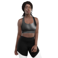 High-Performance Black Gradient Recycled Longline Sports Bra - Breathable, Stylish  Supportive - Perfect for Workouts  Active Lifestyle