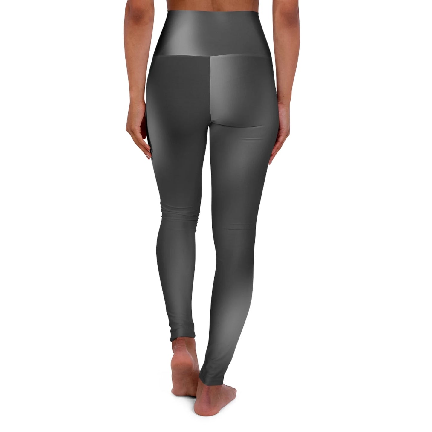 Woman wearing Vibrant Gradient Black High Waist Yoga Leggings  Back View on a White Background - Printspirationz