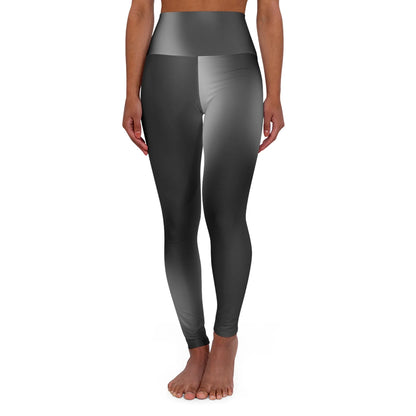 Woman wearing Vibrant Gradient Black High Waist Yoga Leggings  Front View on a White Background - Printspirationz