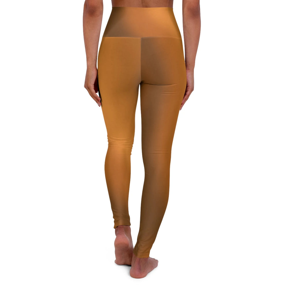 High Waist Yoga Leggings Vibrant Gradient Colored - Brown