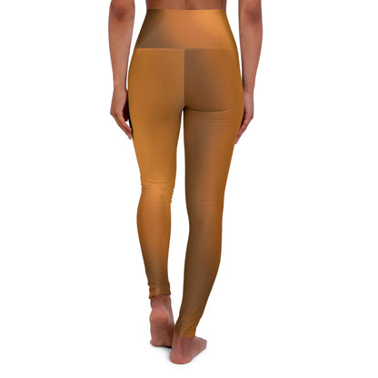 Woman wearing Vibrant Gradient Brown High Waist Yoga Leggings  Back View on a White Background - Printspirationz
