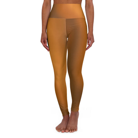 High Waist Yoga Leggings Vibrant Gradient Colored - Brown