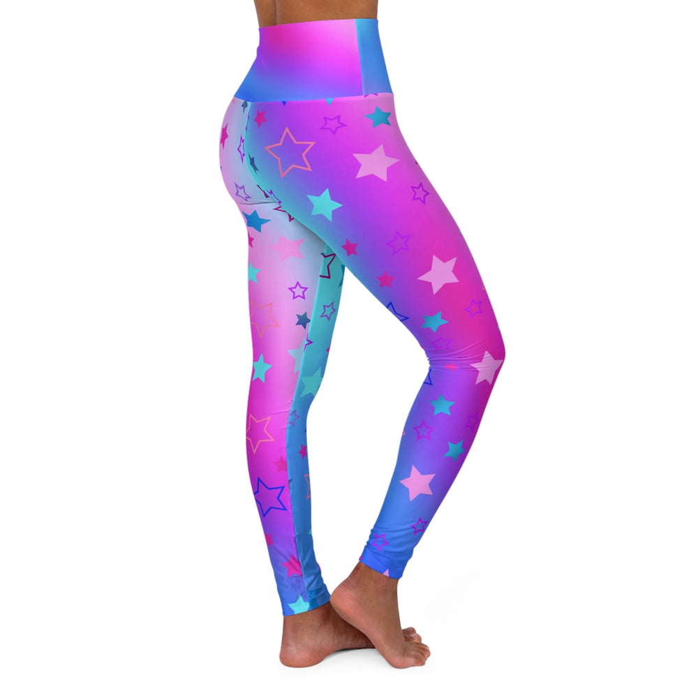 Vibrant High Waist Yoga Leggings with Cool Color Tones Star Print