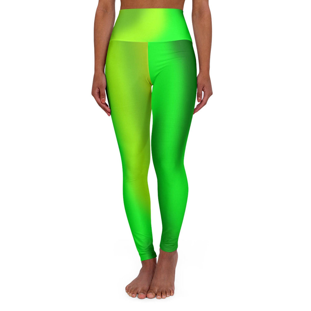 High Waist Yoga Leggings Vibrant Gradient Colored - Green