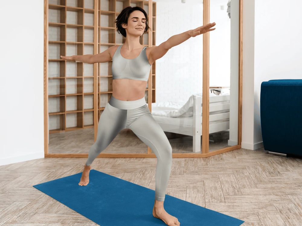 High Waist Yoga Leggings Vibrant Gradient Colored - Grey