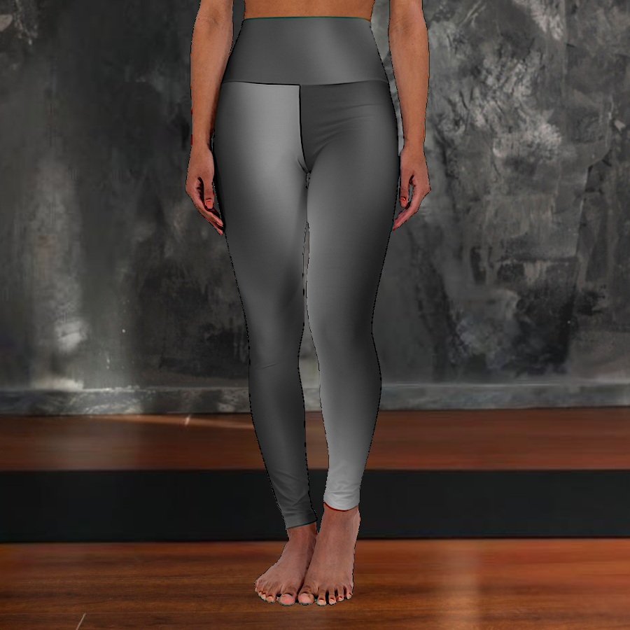 High Waist Yoga Leggings Gradient Colored - Black