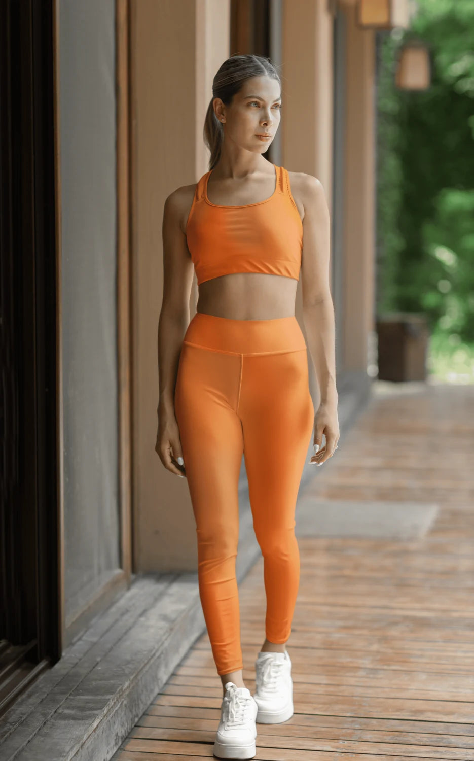 High Waist Yoga Leggings Vibrant Gradient Colored - Orange
