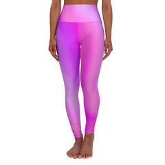 High Waist Yoga Leggings Vibrant Gradient Colored - Pink