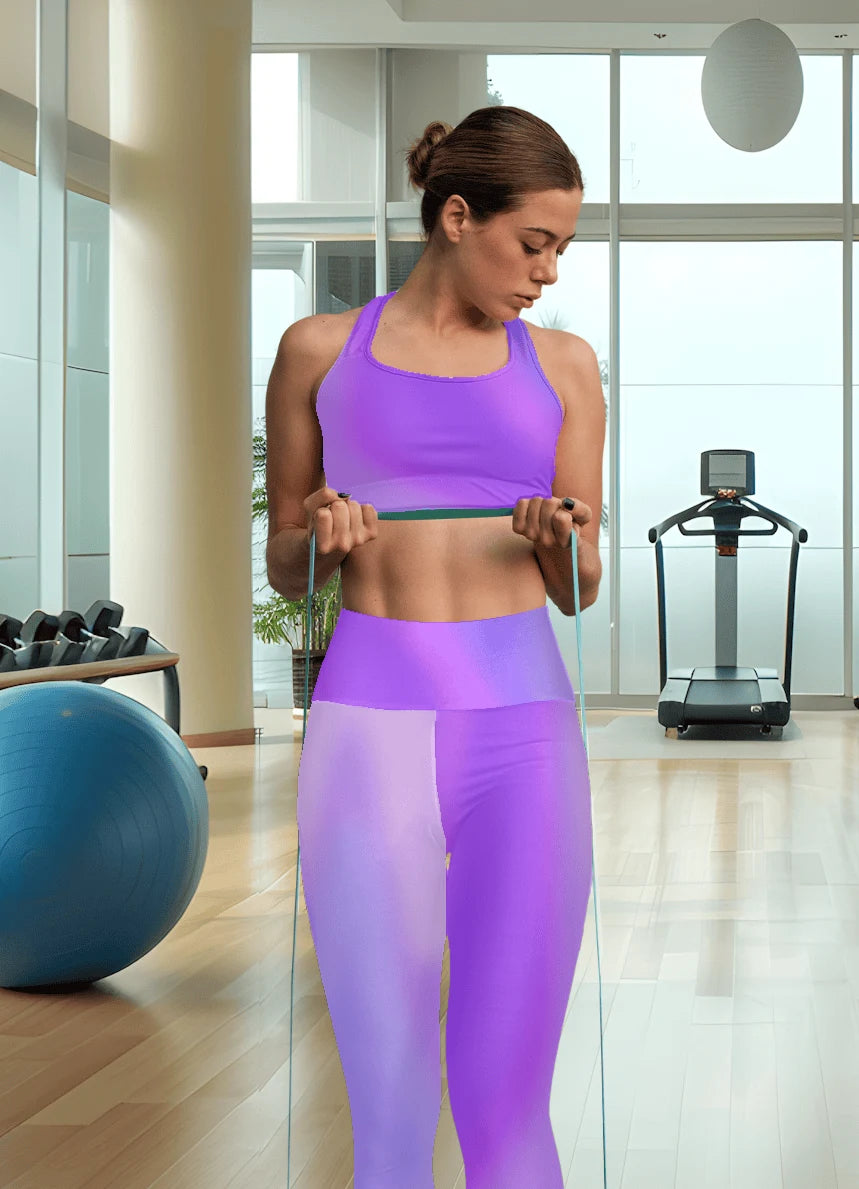 High Waist Yoga Leggings Vibrant Gradient Colored - Purple