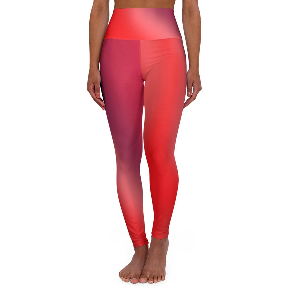 High Waist Yoga Leggings Vibrant Gradient Colored - Red