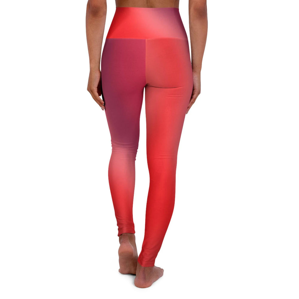 High Waist Yoga Leggings Vibrant Gradient Colored - Red