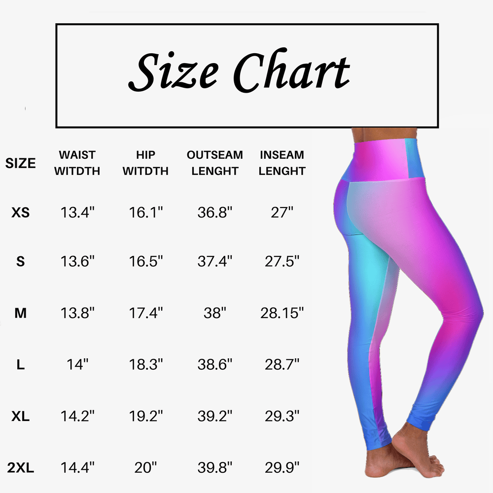 High Waist Yoga Leggings Vibrant Gradient Colored - Cool Colors Ombre