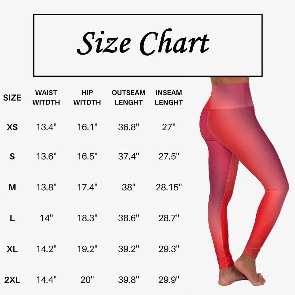High Waist Yoga Leggings Vibrant Gradient Colored - Red