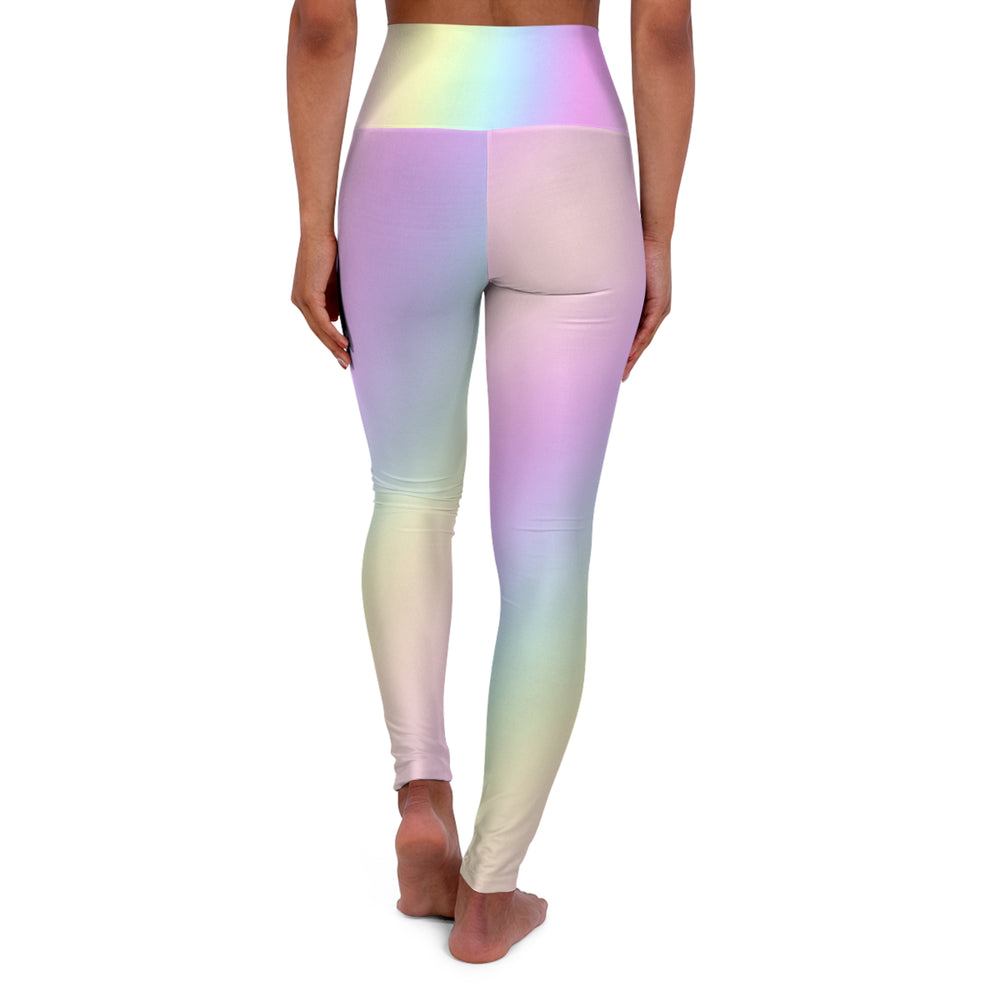High Waist Yoga Leggings Vibrant Gradient Colored - Pastel Rainbow