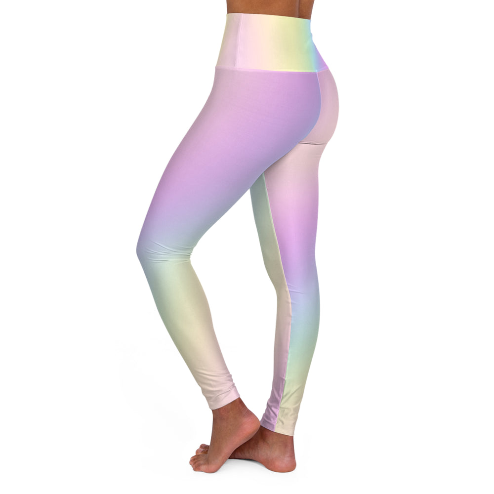 High Waist Yoga Leggings Vibrant Gradient Colored - Pastel Rainbow