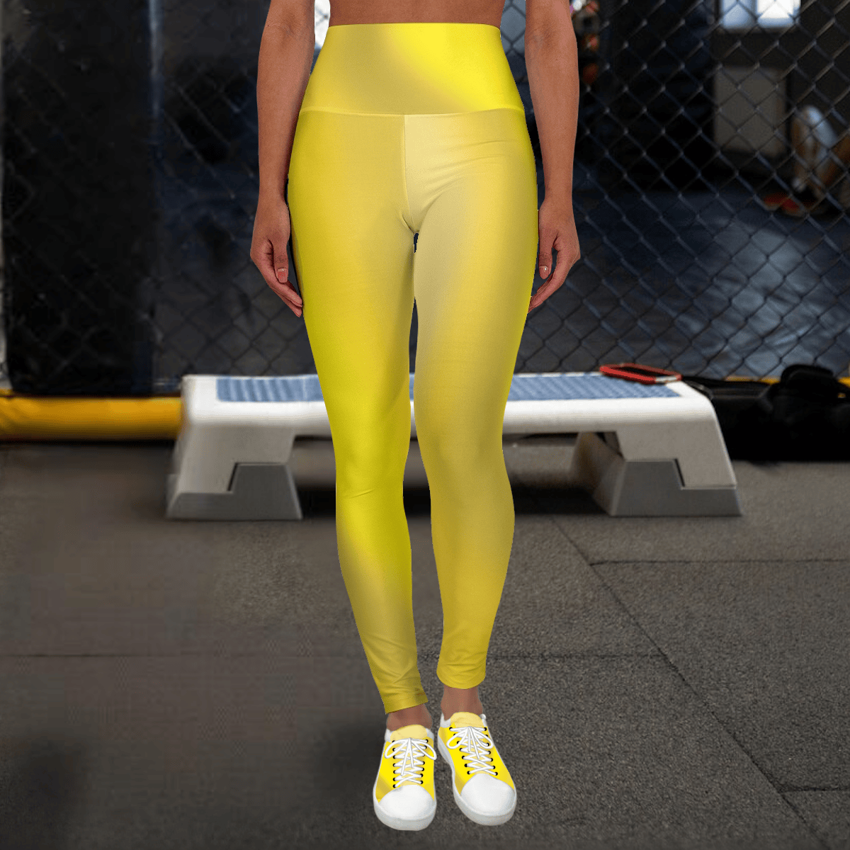 High Waist Yoga Leggings Vibrant Gradient Colored - Yellow - Printspirationz