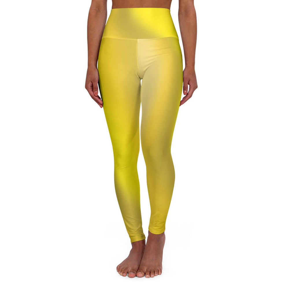 High Waist Yoga Leggings Vibrant Gradient Colored - Yellow