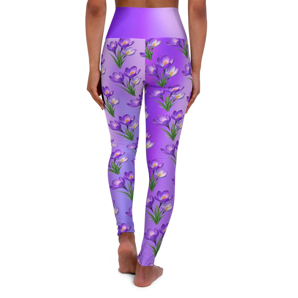 Purple Tulip Yoga Leggings: Floral High Waist Activewear