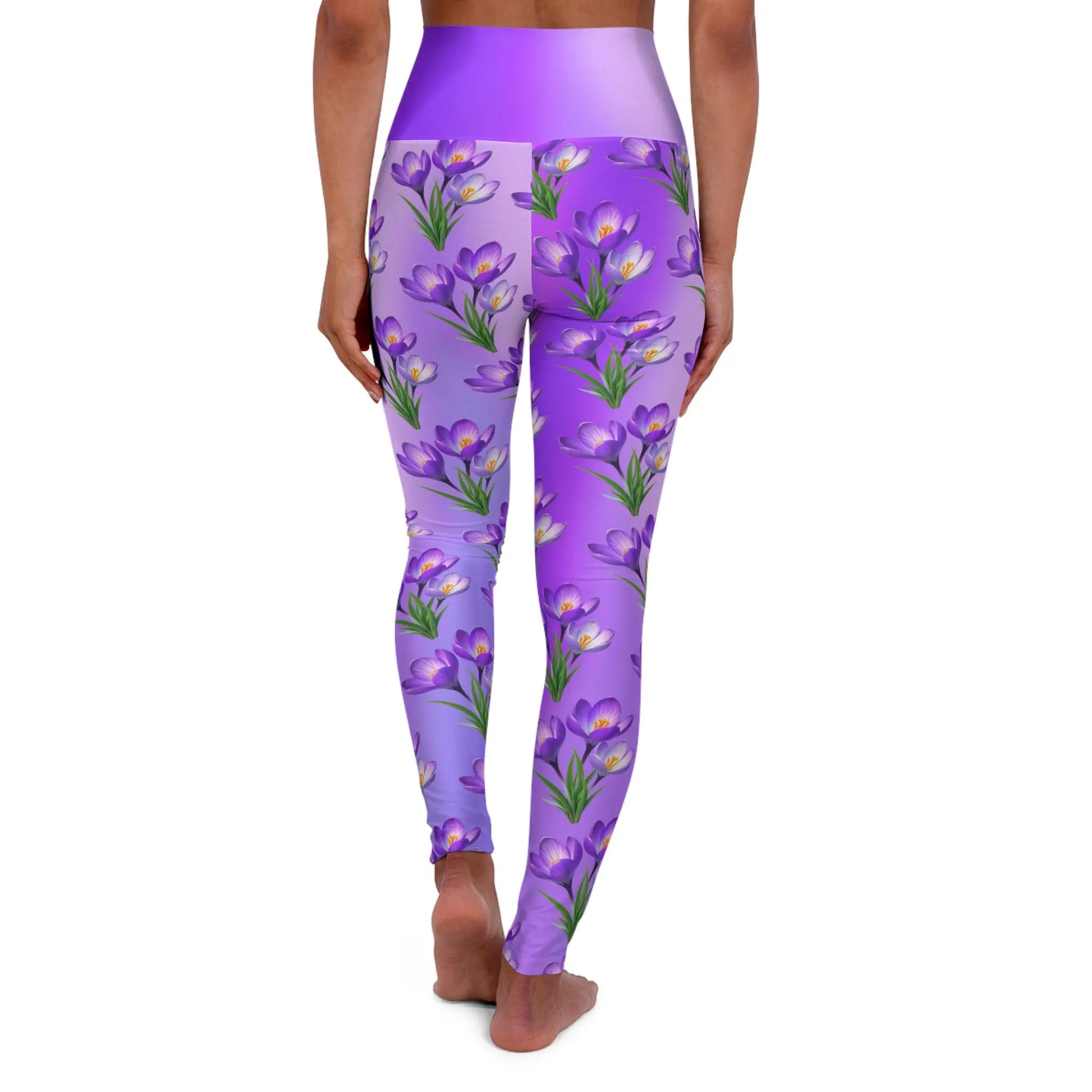 Purple Tulip Yoga Leggings: Floral High Waist Activewear - Printspirationz