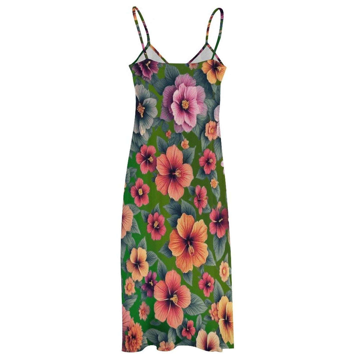 Sleeveless Boho Ankle Length Sling Maxi Dress Featuring Gorgeous Red Roses Print - Summer Outfit Essential