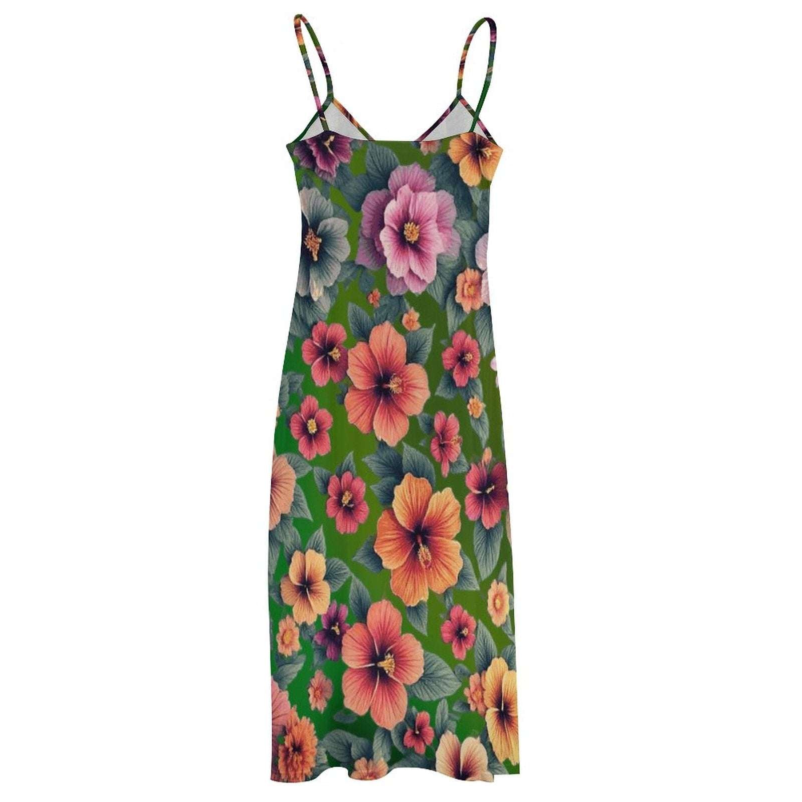 Sleeveless Boho Ankle Length Sling Maxi Dress Featuring Gorgeous Red Roses Print - Summer Outfit Essential