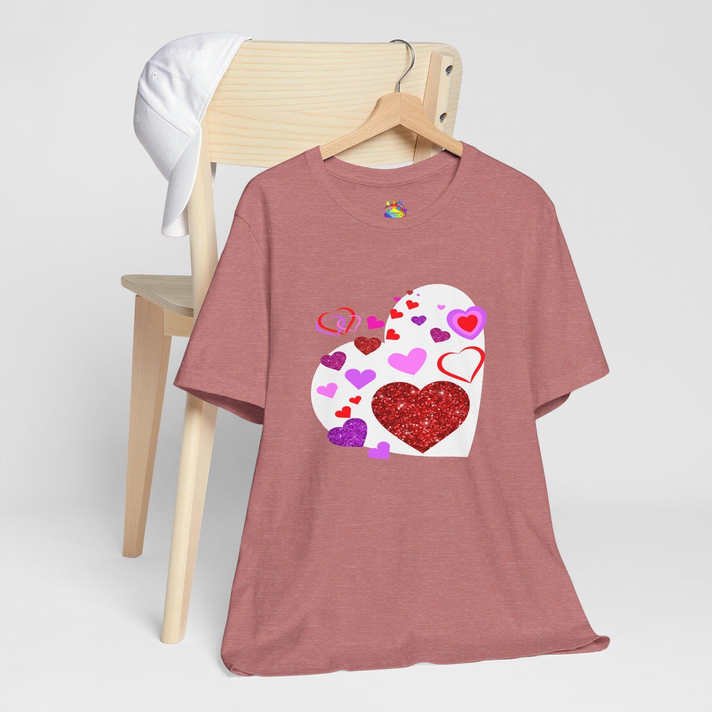 Heart-filled Tee, Love Hearts Shirt For Women, Valentine's Day T-Shirt, Romantic Graphic Top, Couples Matching Apparel - Printspirationz