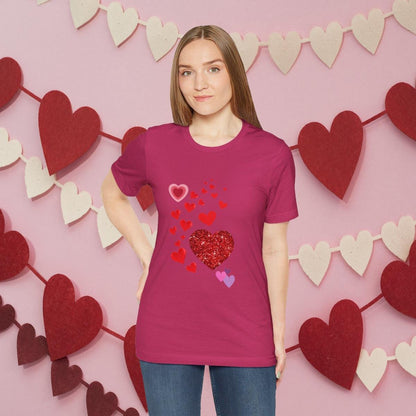Heart-filled Tee, Love Hearts Shirt, Valentine's Day T-Shirt For Women, Romantic Graphic Top, Couples Matching Apparel - Printspirationz