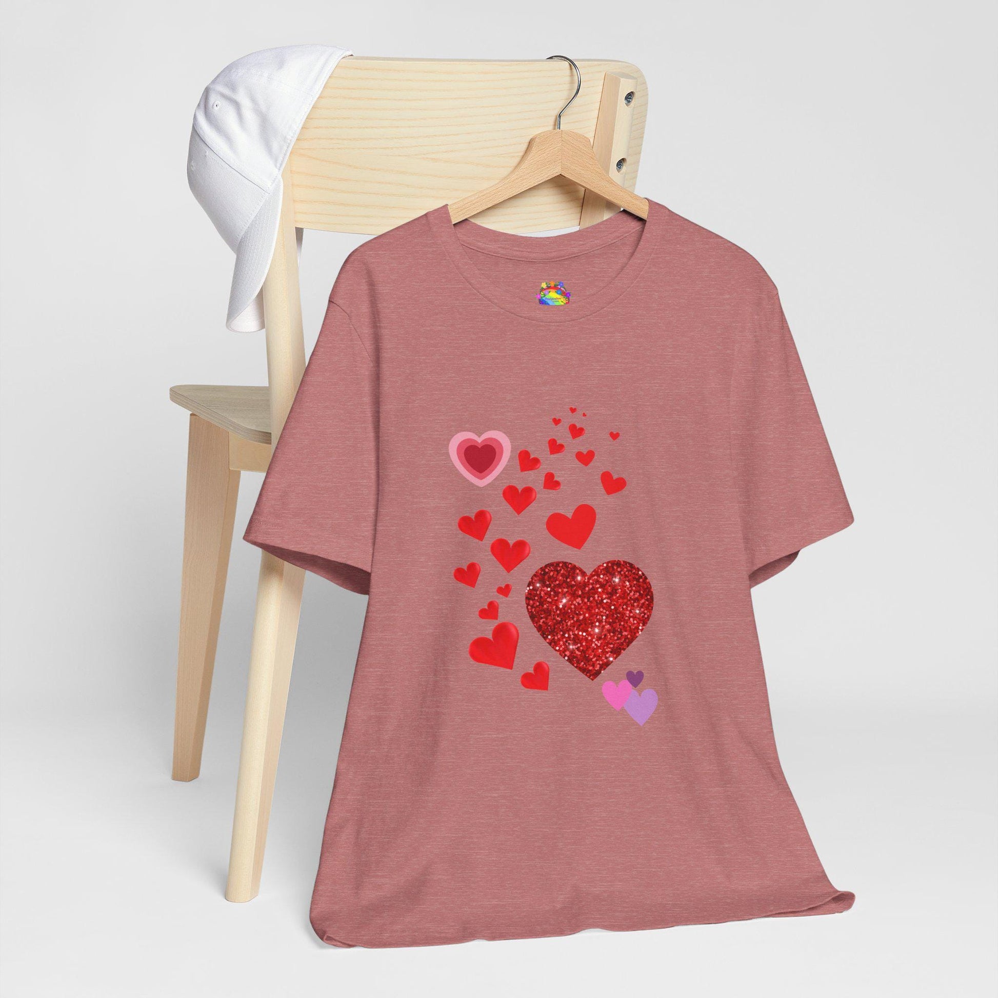 Heart-filled Tee, Love Hearts Shirt, Valentine's Day T-Shirt For Women, Romantic Graphic Top, Couples Matching Apparel - Printspirationz