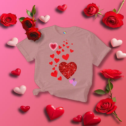 Heart-filled Tee, Love Hearts Shirt, Valentine's Day T-Shirt For Women, Romantic Graphic Top, Couples Matching Apparel - Printspirationz
