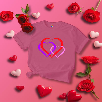 Linked Hearts Tee, Love Hearts Shirt, Valentine's Day T-Shirt For Women, Romantic Graphic Top, Couples Matching Apparel - Printspirationz