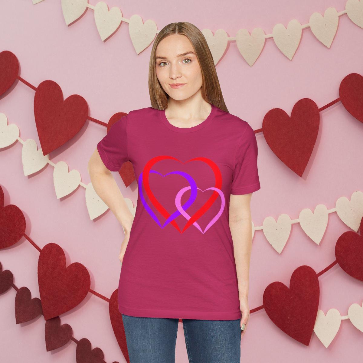 Linked Hearts Tee, Love Hearts Shirt, Valentine's Day T-Shirt For Women, Romantic Graphic Top, Couples Matching Apparel - Printspirationz