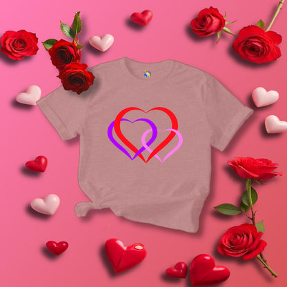 Linked Hearts Tee, Love Hearts Shirt, Valentine's Day T-Shirt For Women, Romantic Graphic Top, Couples Matching Apparel - Printspirationz
