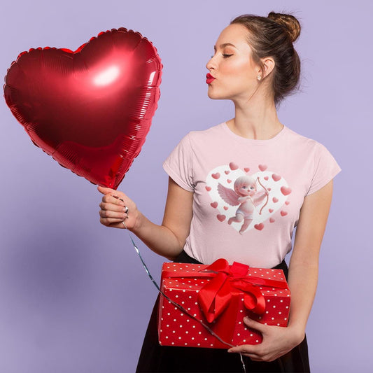 Relaxed Fit Softstyle Tee For Women – Whimsical Heart Frame Design "Sweetheart Cupid" - Printspirationz