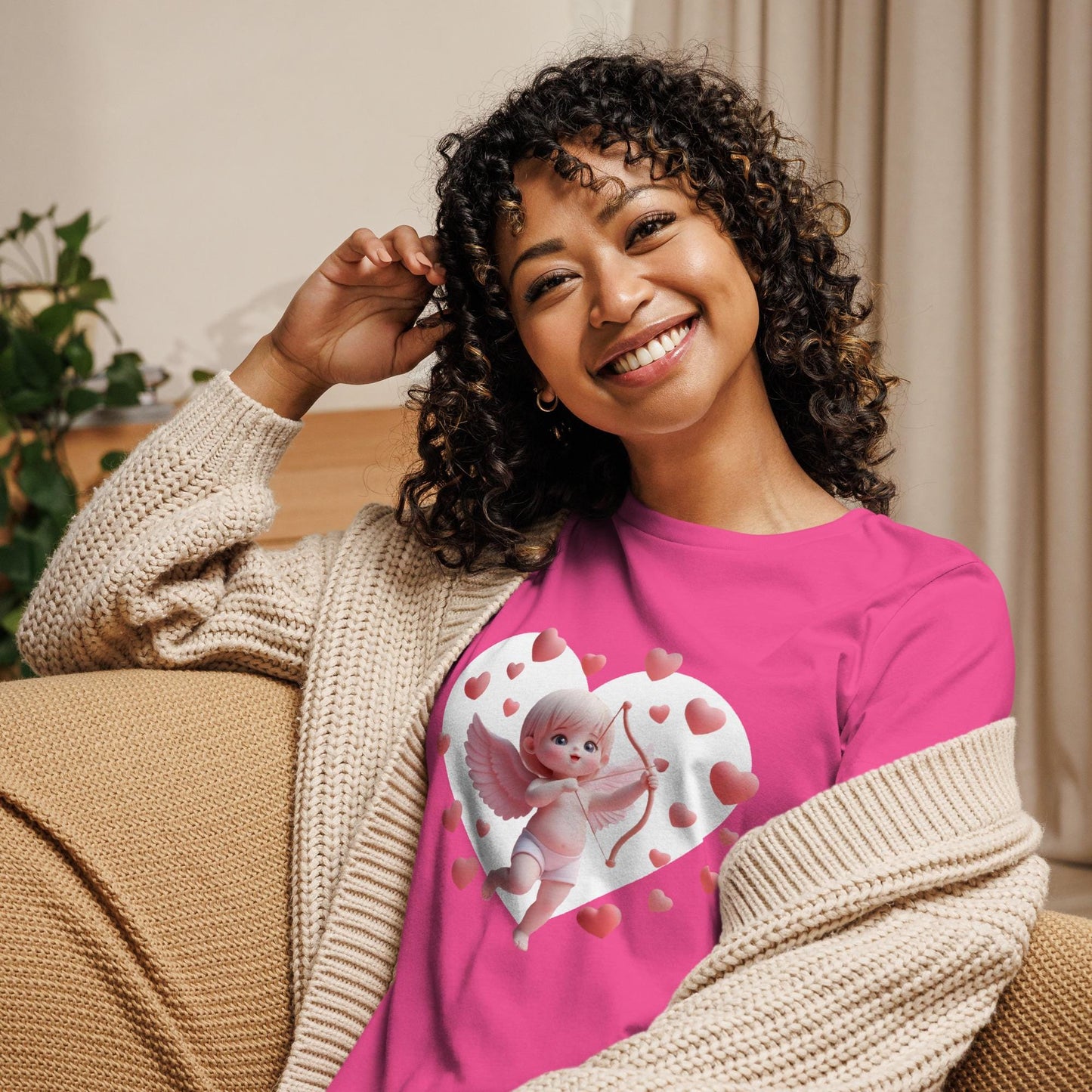 Relaxed Fit Softstyle Tee For Women – Whimsical Heart Frame Design "Sweetheart Cupid" - Printspirationz
