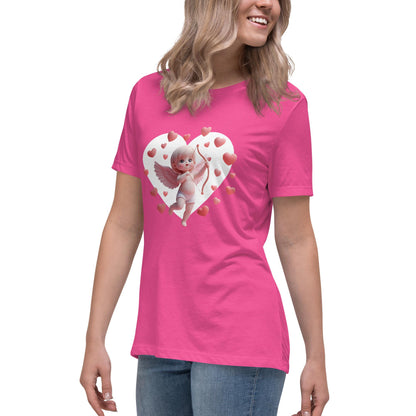 Relaxed Fit Softstyle Tee For Women – Whimsical Heart Frame Design "Sweetheart Cupid" - Printspirationz