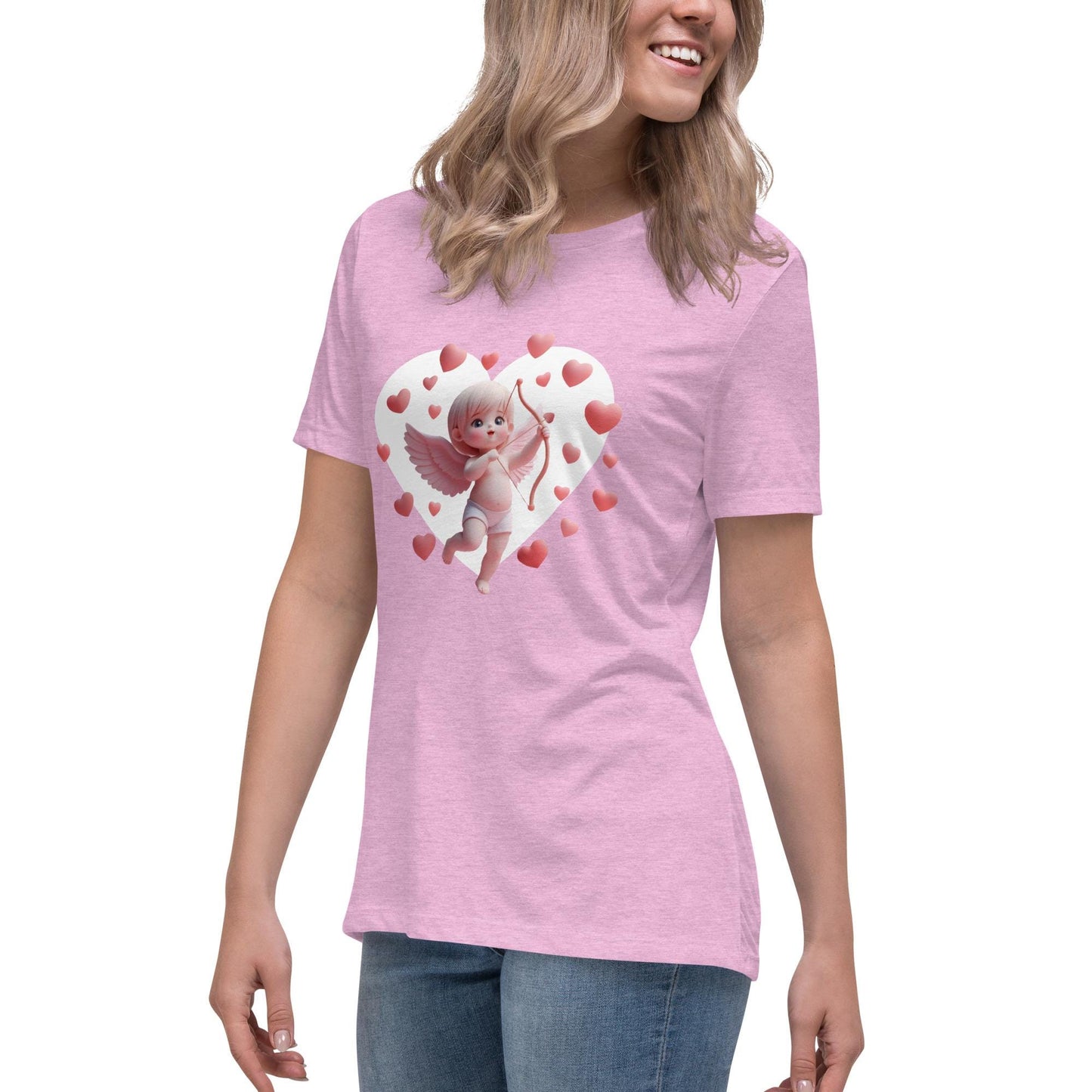 Relaxed Fit Softstyle Tee For Women – Whimsical Heart Frame Design "Sweetheart Cupid" - Printspirationz