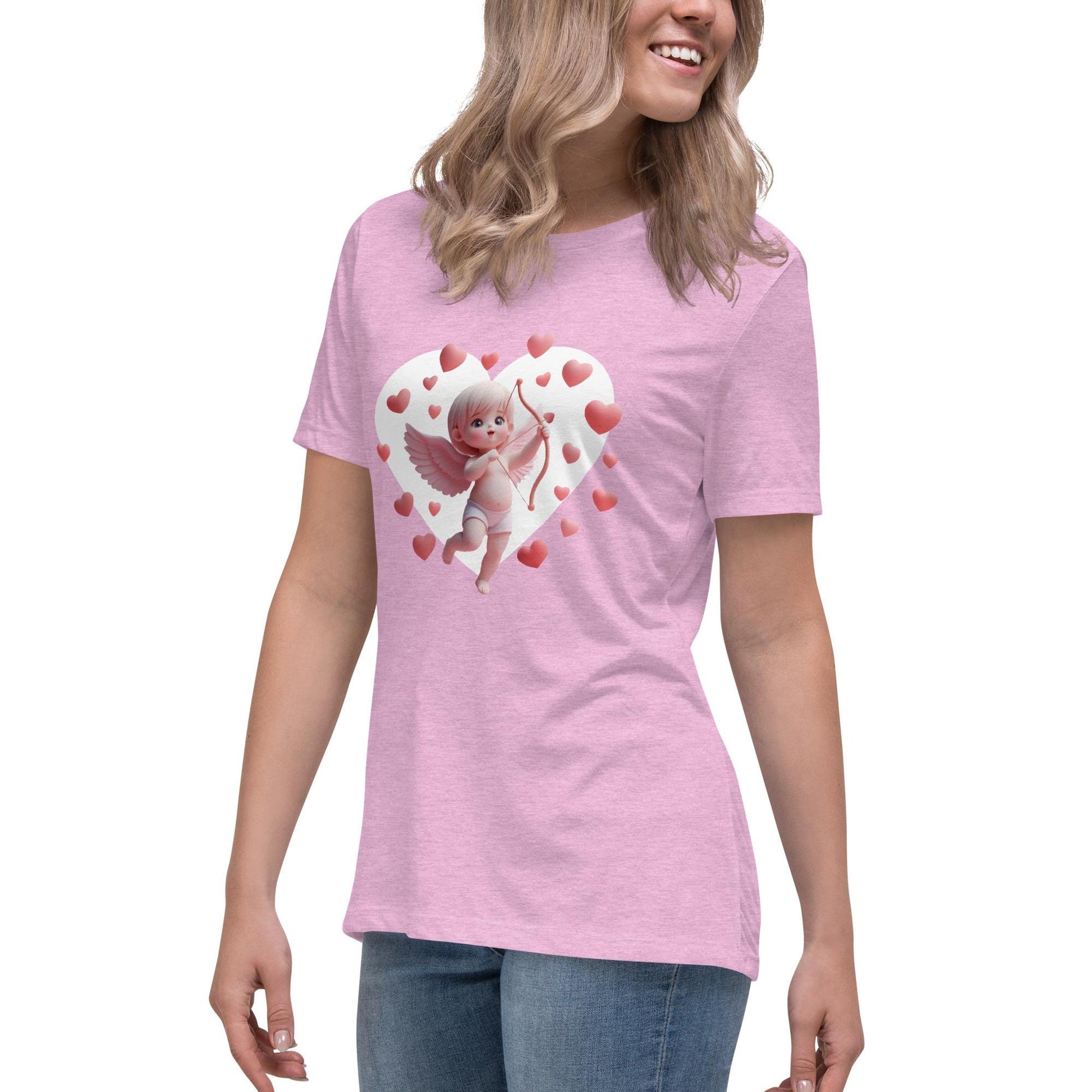 Relaxed Fit Softstyle Tee For Women – Whimsical Heart Frame Design "Sweetheart Cupid" - Printspirationz