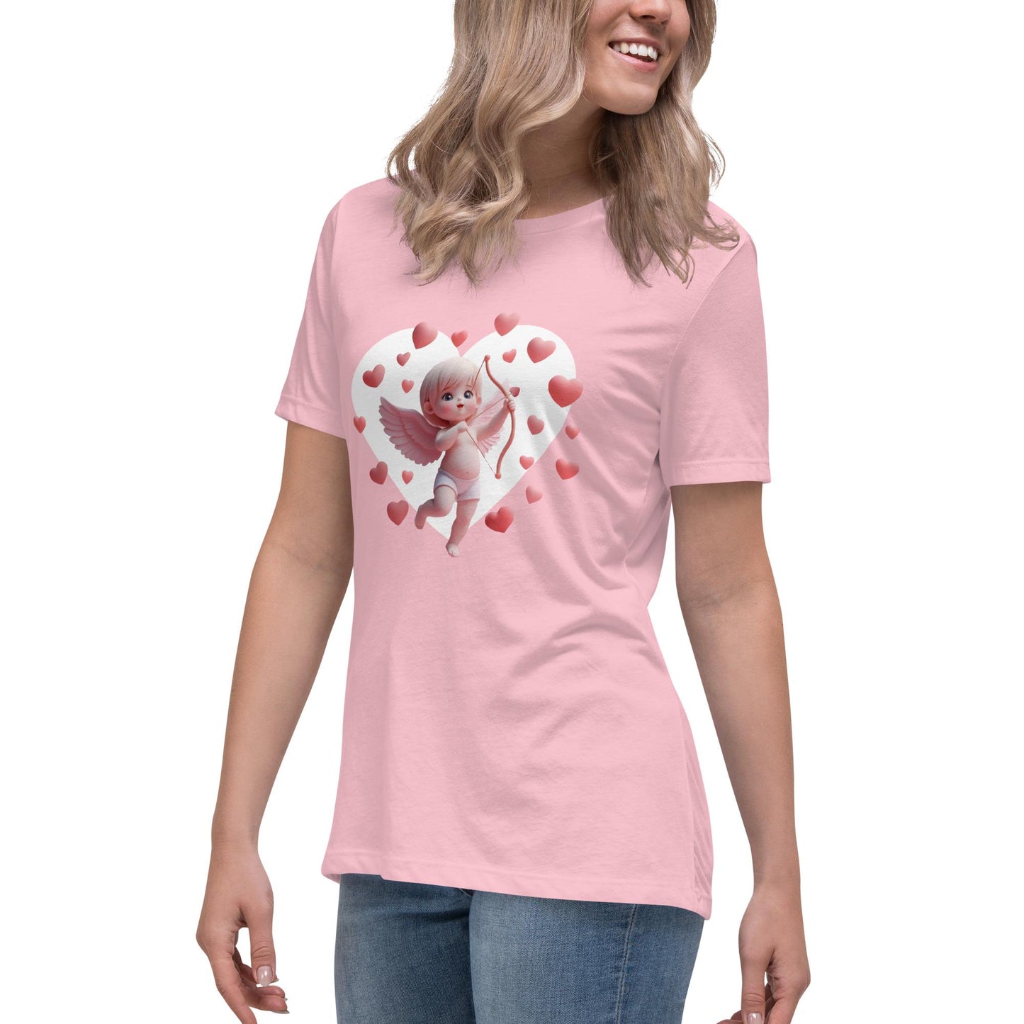Relaxed Fit Softstyle Tee For Women – Whimsical Heart Frame Design "Sweetheart Cupid" - Printspirationz
