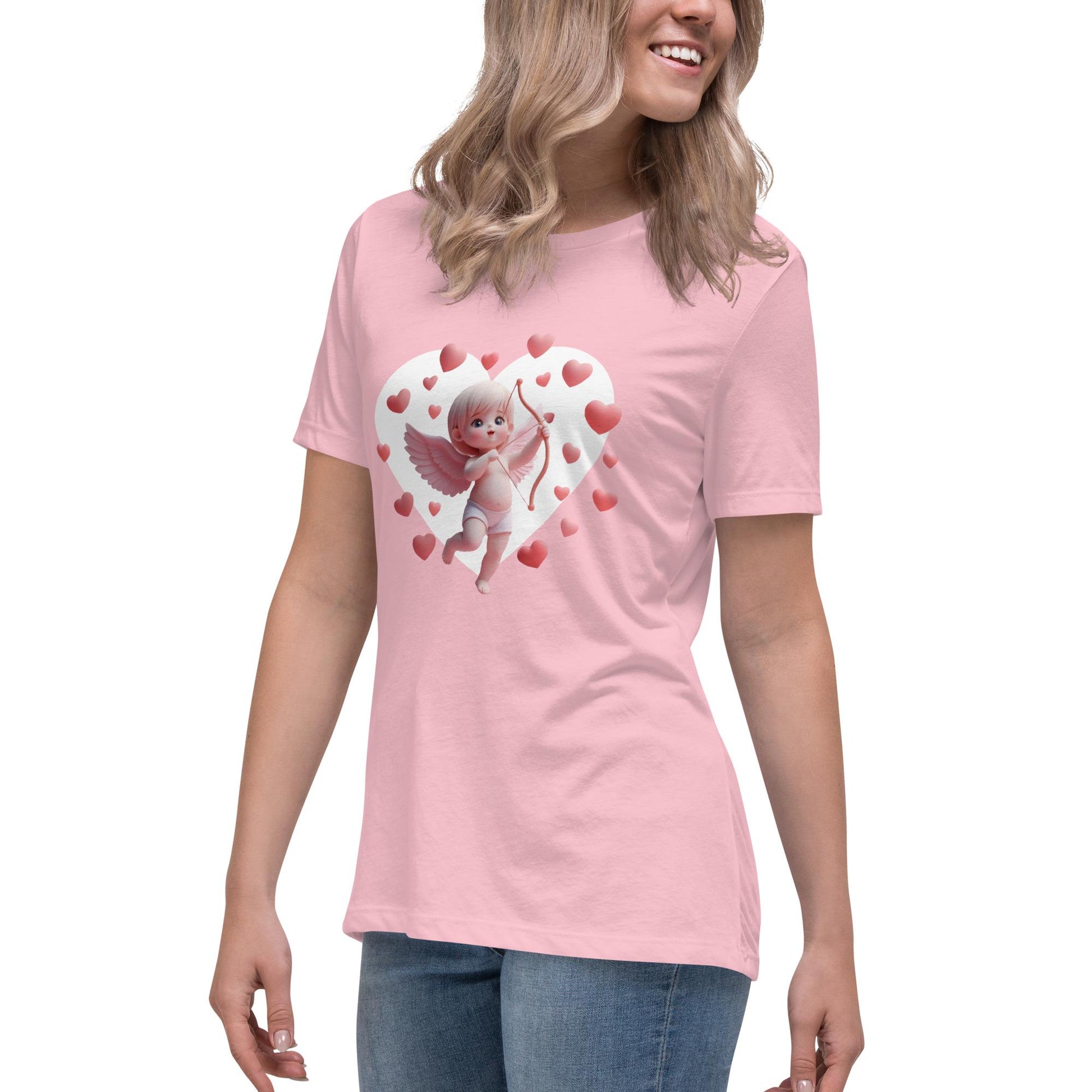 Relaxed Fit Softstyle Tee For Women – Whimsical Heart Frame Design "Sweetheart Cupid" - Printspirationz