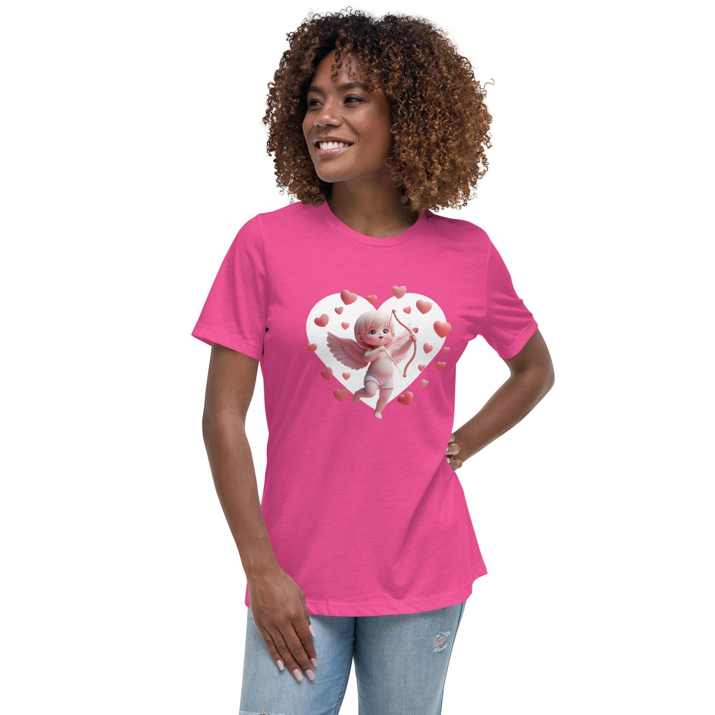 Relaxed Fit Softstyle Tee For Women – Whimsical Heart Frame Design "Sweetheart Cupid" - Printspirationz