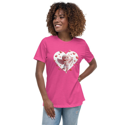 Relaxed Fit Softstyle Tee For Women – Whimsical Heart Frame Design "Sweetheart Cupid" - Printspirationz
