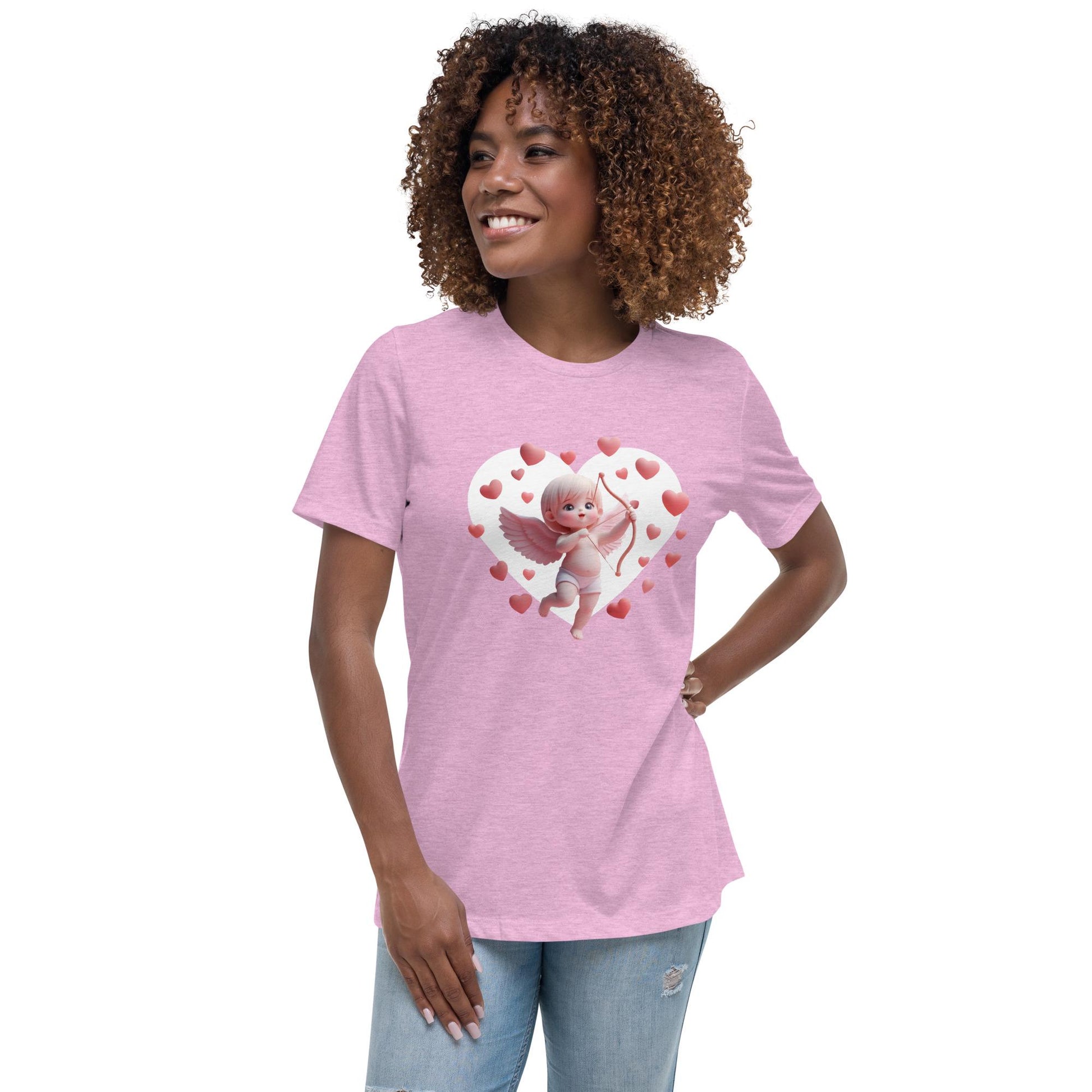Relaxed Fit Softstyle Tee For Women – Whimsical Heart Frame Design "Sweetheart Cupid" - Printspirationz