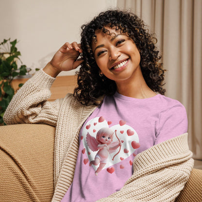 Relaxed Fit Softstyle Tee For Women – Whimsical Heart Frame Design "Sweetheart Cupid" - Printspirationz